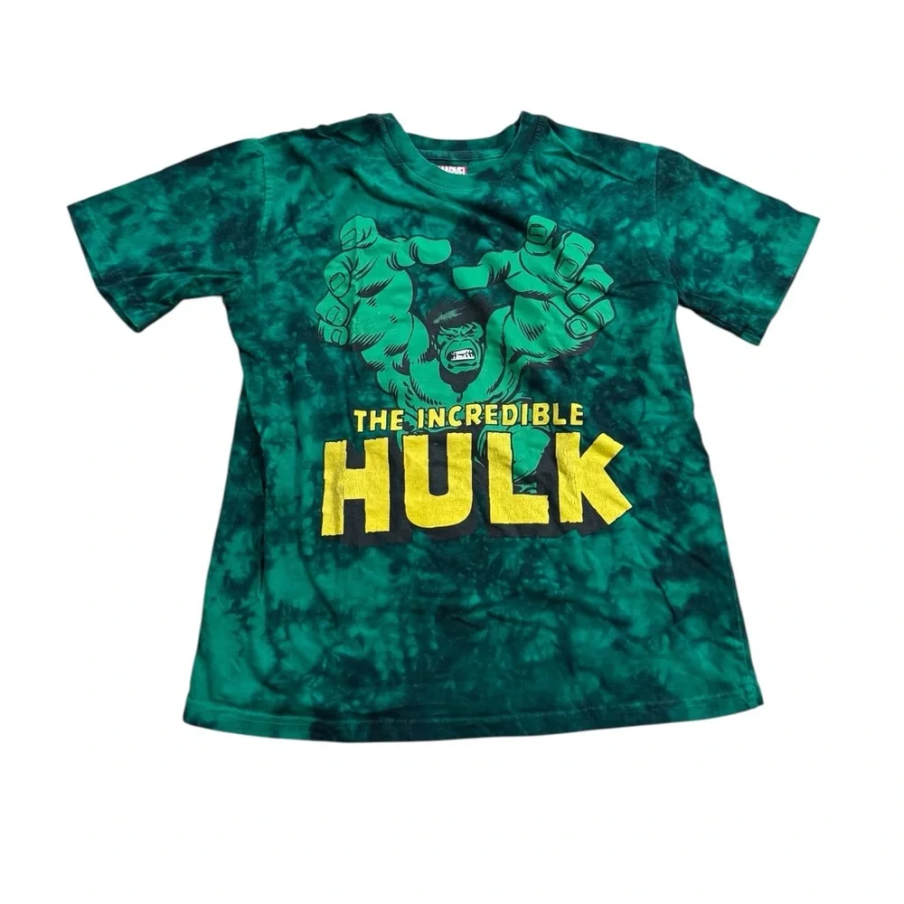 Marvel | Hulk Tie-Dye Kids T-Shirt - Green and Yellow Boys Size 14/16 Like New
